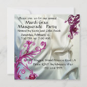MARDI GRAS MASKERADE FEEST, WITTE ZIJDEN STOF KAART (Achterkant)