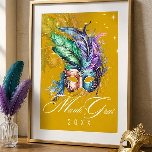 Mardi Gras Maskerade Masker | Gouden Poster