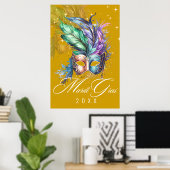 Mardi Gras Maskerade Masker | Gouden Poster (Thuiskantoor)