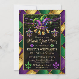 Mardi Gras Maskerade Quinceanera Kaart