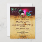 MARDI GRAS MASKERADENPARTY, rood burgundy Kaart (Achterkant)