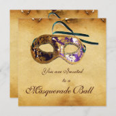 MARDI GRAS-MASKERADES MASKERS Elegant perkament Kaart (Voorkant / Achterkant)