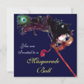 MARDI GRAS MASKERBAL ,Blauw wit Kaart (Voorkant)