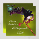 MARDI GRAS MASKERBAL geel Kaart (Voorkant / Achterkant)