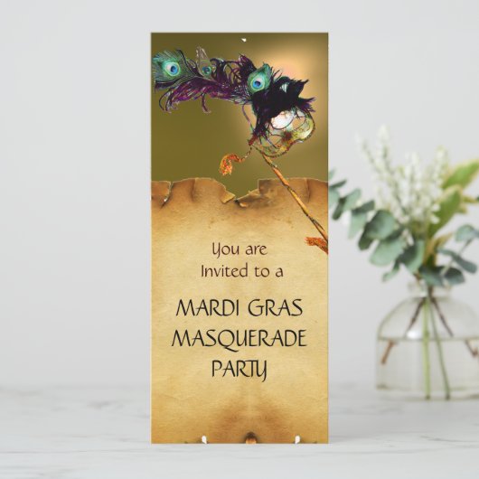 MARDI GRAS MASKERBAL, Geel Oranje Kaart (Staand voorkant)