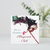 MARDI GRAS MASKERBAL Zilver Metaalglans Kaart (Staand voorkant)