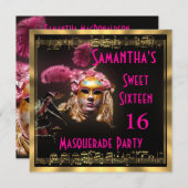 Mardi Gras maskerde bal zestien Kaart (Voorkant / Achterkant)