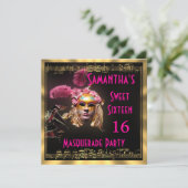 Mardi Gras maskerde bal zestien Kaart (Staand voorkant)