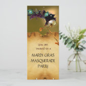 MARDI GRAS MASKERFEest, Geel Oranje Kaart (Staand voorkant)