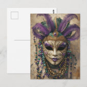 Mardi Gras  Maskerkralen Briefkaart (Voorkant / Achterkant)