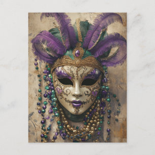 Mardi Gras  Maskerkralen Briefkaart