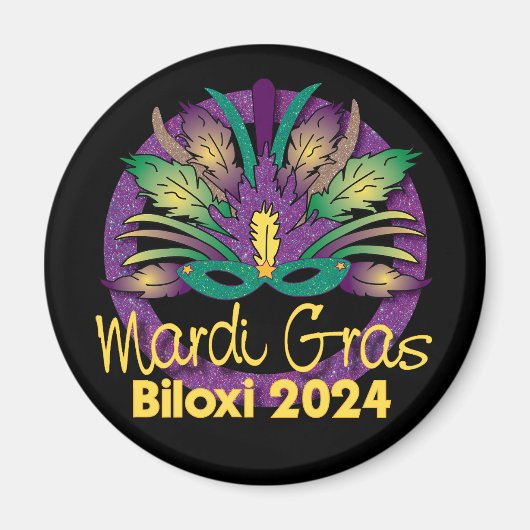Mardi Gras Maskermagneet - 2024 - Biloxi, MS Magneet (Voorkant)
