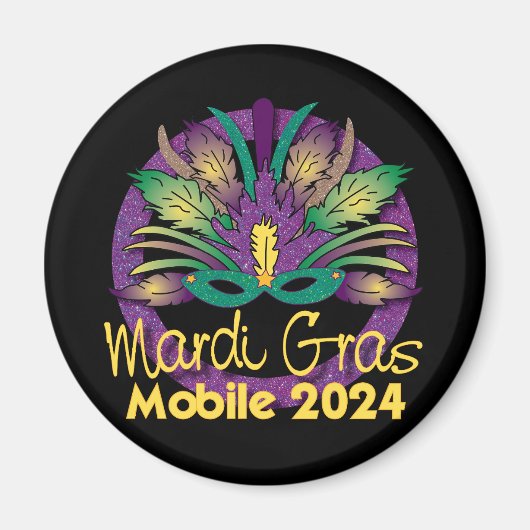 Mardi Gras Maskermagneet - 2024 - Mobiel, NL Magneet (Voorkant)