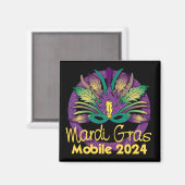 Mardi Gras Maskermagneet - 2024 - Mobiel, NL Magneet (Voorkant / Achterkant)