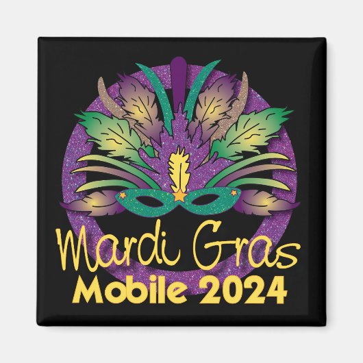 Mardi Gras Maskermagneet - 2024 - Mobiel, NL Magneet (Voorkant)