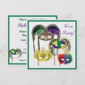 Mardi Gras Maskers 1 Kaart (Voorkant / Achterkant)