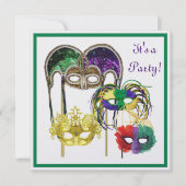 Mardi Gras Maskers 1 Kaart (Voorkant)