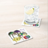 Mardi Gras Maskers 1 Kartonnen Onderzetters (Insitu)