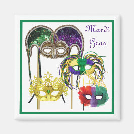 Mardi Gras Maskers 1 Magneet