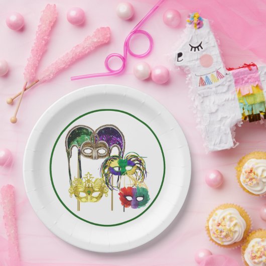 Mardi Gras Maskers 1 Papieren Bordje (Feest)
