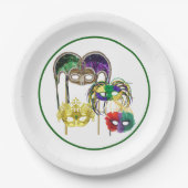 Mardi Gras Maskers 1 Papieren Bordje (Voorkant)