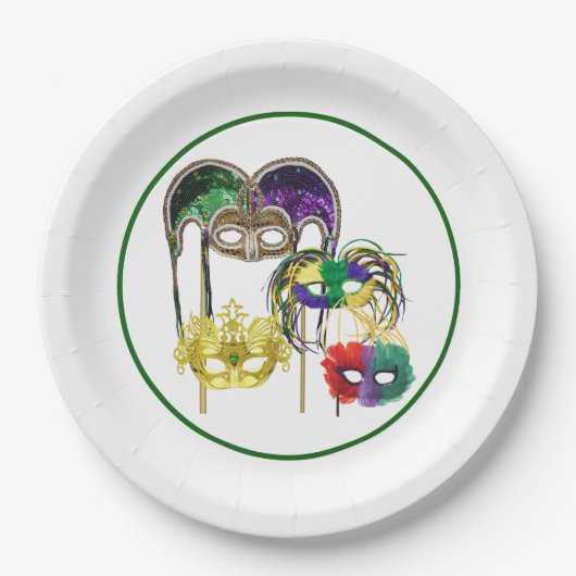 Mardi Gras Maskers 1 Papieren Bordje (Voorkant)