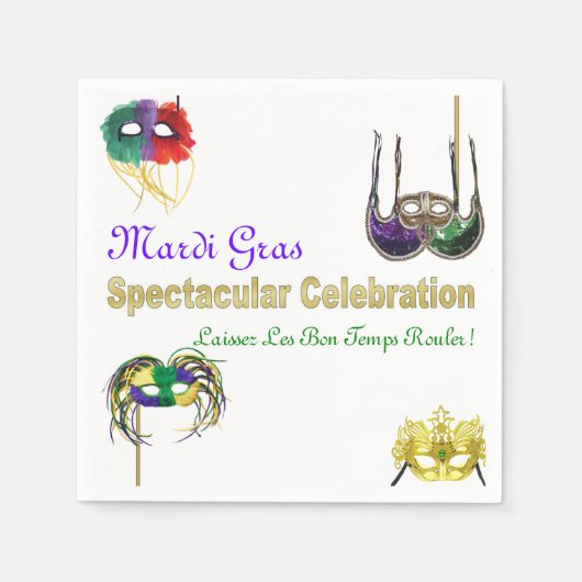 Mardi Gras Maskers 1 Servet (Voorkant)