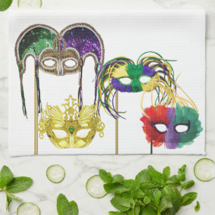 Mardi Gras Maskers 1 Theedoek