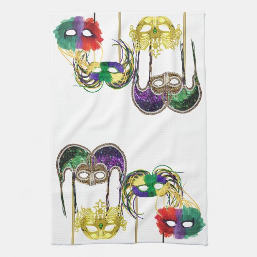 Mardi Gras Maskers 1 Theedoek (Verticaal)
