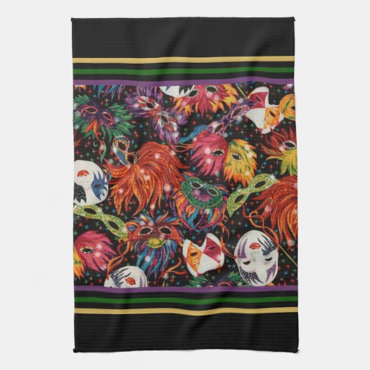 Mardi Gras Maskers 2 Theedoek (Verticaal)