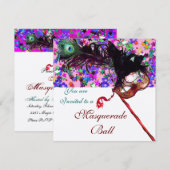 MARDI GRAS MASKERS FEestart MASKERS, KLEURRIJKE CO Kaart (Voorkant / Achterkant)