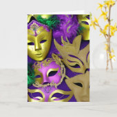 Mardi Gras Maskers Klaar om te feesten? Kaart (Gele Bloem)