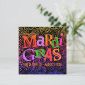 Mardi Gras-maskers Kleurrijk typografisch vierkant Kaart (Staand voorkant)