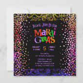 Mardi Gras-maskers Kleurrijk typografisch vierkant Kaart (Achterkant)