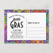 Mardi Gras Maskers Kleurrijke Martini Save the Dat Uitnodiging Briefkaart (Achterkant)