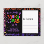Mardi Gras Maskers Kleurrijke Typografie Save the  Uitnodiging Briefkaart (Achterkant)