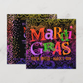 Mardi Gras-maskers Kleurrijke typografie vierkant Kaart (Voorkant / Achterkant)