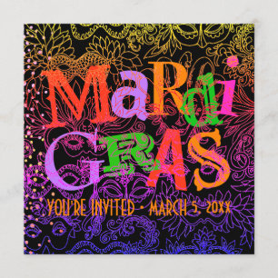 Mardi Gras-maskers Kleurrijke typografie vierkant Kaart