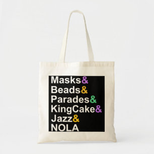 mardi gras maskers kralen parades kingcake jazz no tote bag