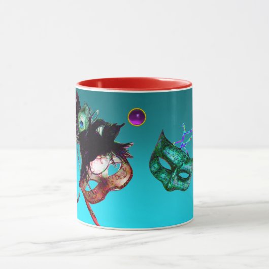 MARDI GRAS-MASKERS MET EDELGESTEENTEN  Blauwe edel Mok (Midden)