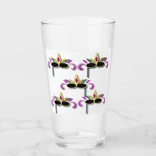 Mardi Gras maskers ontwerpen kleurig Glas (Voorkant)