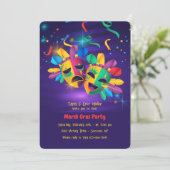 Mardi Gras Maskers Party Uitnodigingen (Staand voorkant)