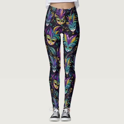 Mardi Gras Maskers patroon Leggings (Voorkant)