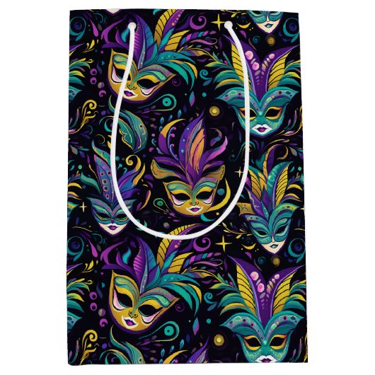 Mardi Gras Maskers patroon Medium Cadeauzakje (Voorkant)