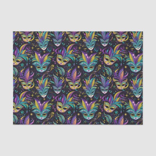 Mardi Gras Maskers patroon Tissuepapier (Voorkant)