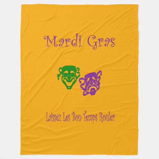 Mardi Gras Maskers Rouler Fleece Deken (Voorkant)