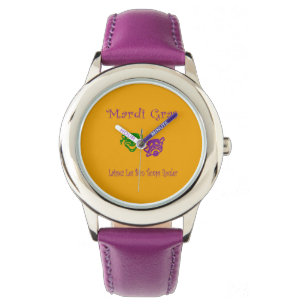 Mardi Gras Maskers Rouler Horloge