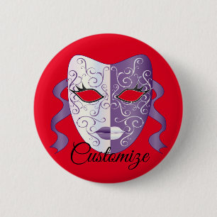 mardi gras maskers Thunder_Cove Ronde Button 5,7 Cm