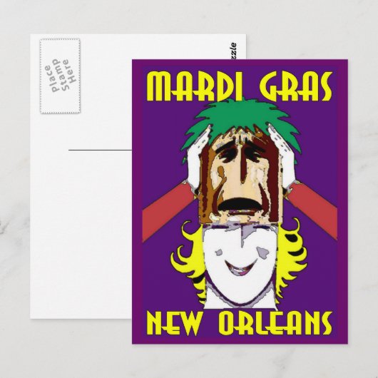 Mardi Gras Masking Briefkaart (Voorkant / Achterkant)