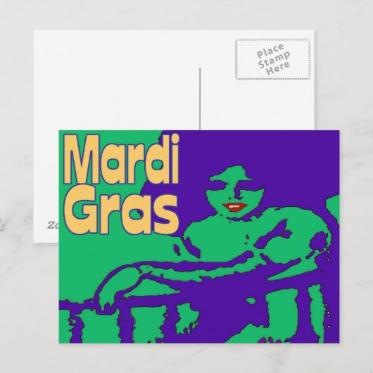 Mardi Gras Masking Briefkaart (Voorkant / Achterkant)